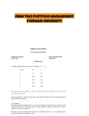 FNGB 7460 Portfolio Management Fordham University