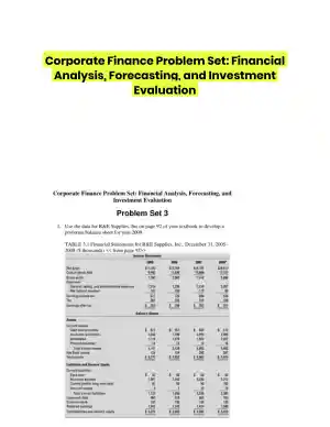 Corporate Finance Problem Set: Financial Analysis, Forecasting, and Investment Evaluation