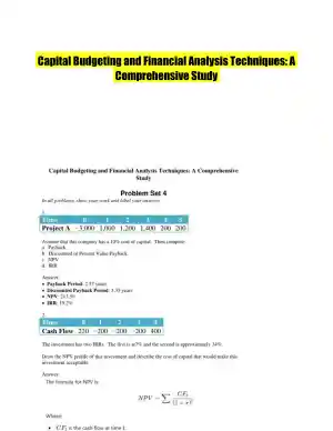 Capital Budgeting and Financial Analysis Techniques: A Comprehensive Study