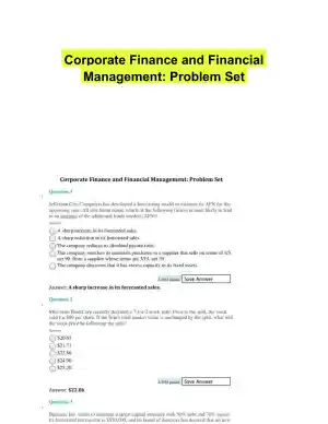 Corporate Finance and Financial Management: Problem Set