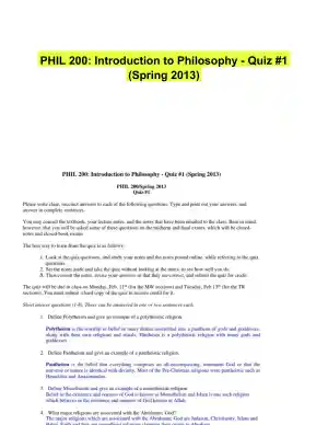 PHIL 200: Introduction to Philosophy - Quiz #1 (Spring 2013)