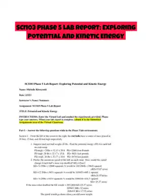 SCI103 Phase 5 Lab Report: Exploring Potential and Kinetic Energy