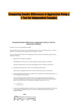 Comparing Gender Differences in Aggression Using a t-Test for Independent Samples
