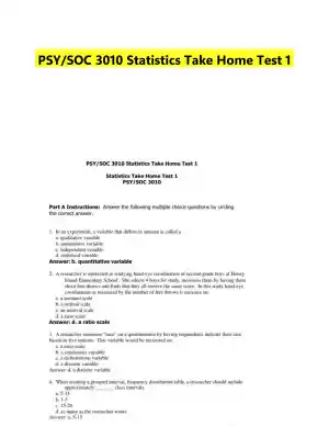 PSY/SOC 3010 Statistics Take Home Test 1