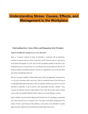 Understanding Stress: Causes, Effects, and Management in the Workplace