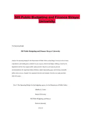 505 Public Budgeting and Finance Strayer University