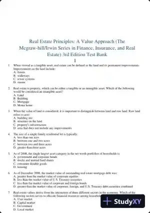 Real Estate Principles: A Value Approach (The Mcgraw-hill/Irwin Series in Finance, Insurance, and Real Estate) 3rd Edition Test Bank