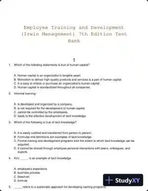 Employee Training and Development (Irwin Management) 7th Edition Test Bank