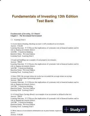 Fundamentals of Investing 13th Edition Test Bank