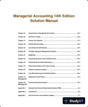 Managerial Accounting 14th Edition Solution Manual