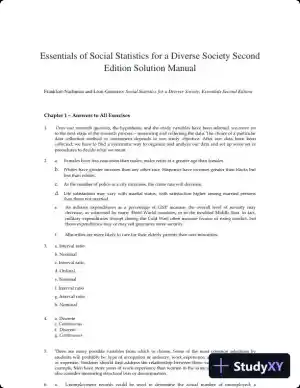 Essentials of Social Statistics for a Diverse Society Second Edition Solution Manual