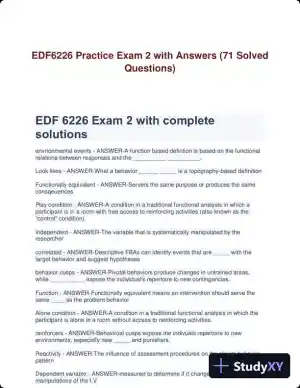 EDF6226 Practice Exam 2 with Answers (71 Solved Questions)