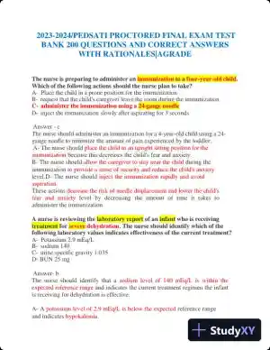 2023-2024 ATI Peds Proctored Final Exam with Answers (60 Solved Questions)