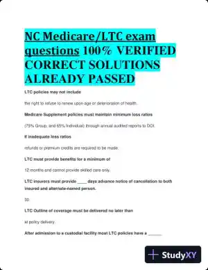 NC Medicare/LTC Practice Exam with Answers (100 Solved Questions)