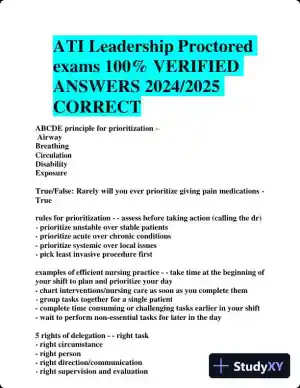 2024-2025 ATI Leadership Proctored Exams with Answers (85 Solved Questions)