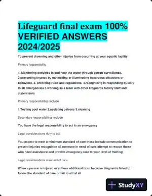 2024-2025 Lifeguard Final Exam with Answers (69 Solved Questions)