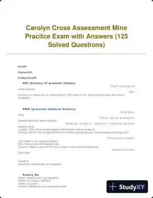 Carolyn Cross Assessment Mine Pracitce Exam with Answers (125 Solved Questions)