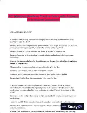 ATI Maternal Newborn Practice Exam with Answers (210 Solved Questions)