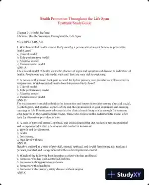 Health Promotion Throughout the Life Span 9th Edition Test Bank