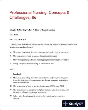 Professional Nursing: Concepts & Challenges 8th Edition Test Bank