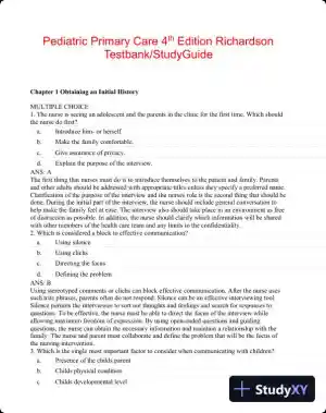 Pediatric Primary Care: Practice Guidelines for Nurses 3rd Edition Test Bank