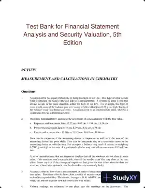 Test Bank for Financial Statement Analysis and Security Valuation, 5th Edition