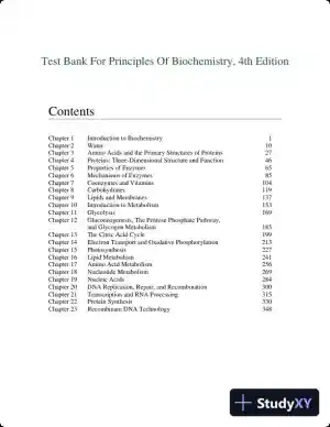 Test Bank For Principles Of Biochemistry, 4th Edition