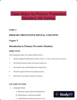 Class Notes for Primary Preventive Dentistry, 8th Edition