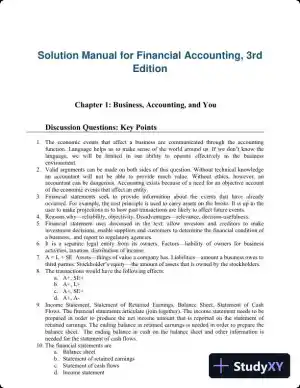 Solution Manual for Financial Accounting, 3rd Edition