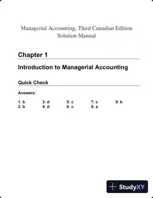 Managerial Accounting, Third Canadian Edition Solution Manual