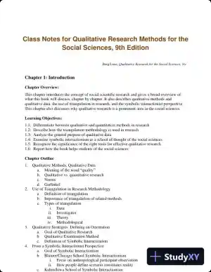 Class Notes for Qualitative Research Methods for the Social Sciences, 9th Edition