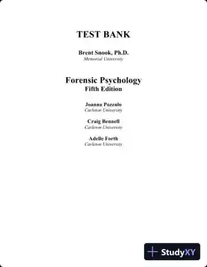 Test Bank For Forensic Psychology, 5th Edition
