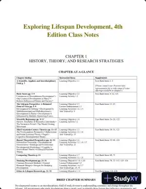 Exploring Lifespan Development, 4th Edition Class Notes