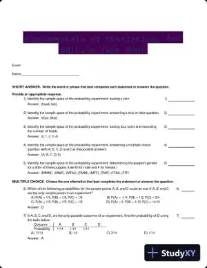 Fundamentals of Statistics, 5th Edition Test Bank