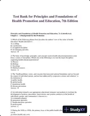 Test Bank for Principles and Foundations of Health Promotion and Education, 7th Edition