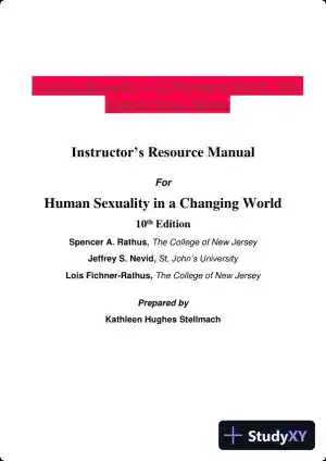 Human Sexuality in a Changing World, 10th Edition Class Notes