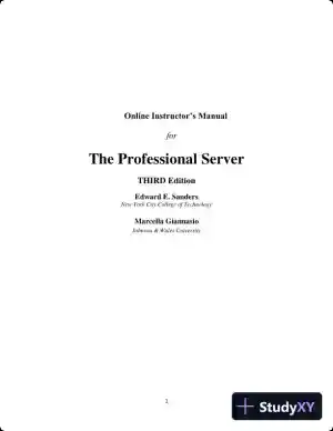 Professional Server, The: A Training Manual, 3rd Edition Solution Manual