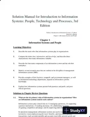 Solution Manual for Introduction to Information Systems: People, Technology and Processes, 3rd Edition