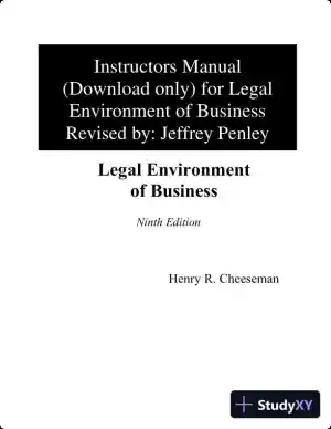 Lecture Notes for Legal Environment of Business, 9th Edition