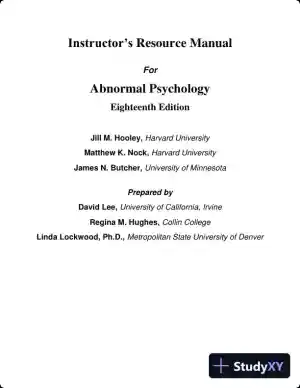 Lecture Notes For Abnormal Psychology, 18th Edition
