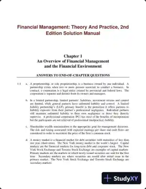 Financial Management: Theory And Practice, 2nd Edition Solution Manual