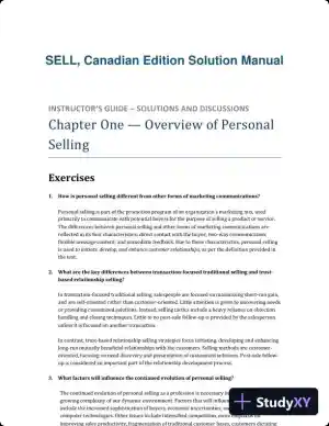 SELL, Canadian Edition Solution Manual