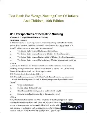 Test Bank For Wongs Nursing Care Of Infants And Children, 10th Edition