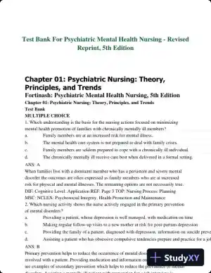 Test Bank For Psychiatric Mental Health Nursing - Revised Reprint, 5th Edition