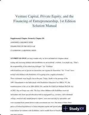 Venture Capital, Private Equity, and the Financing of Entrepreneurship, 1st Edition Solution Manual
