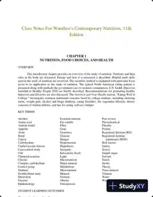 Lecture Notes For Wardlaw's Contemporary Nutrition, 11th Edition