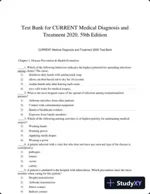 Test Bank for CURRENT Medical Diagnosis and Treatment 2020, 59th Edition