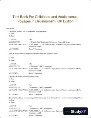 Test Bank For Childhood and Adolescence: Voyages in Development, 6th Edition