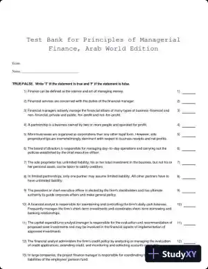 Test Bank for Principles of Managerial Finance, Arab World Edition